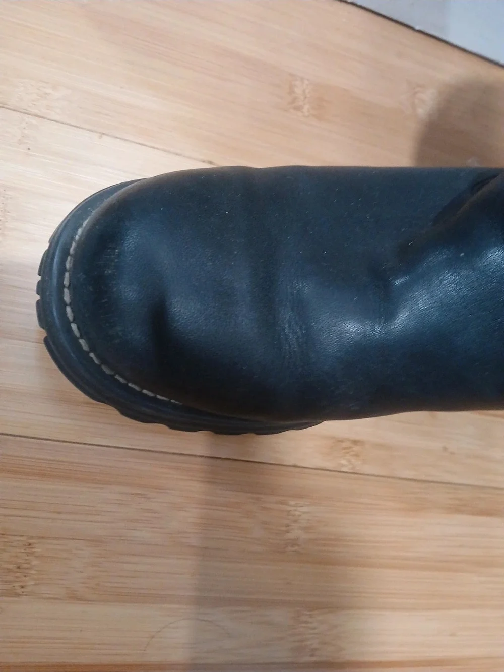 UGG Black Tall Leather Winter Boots with Shearling Trim